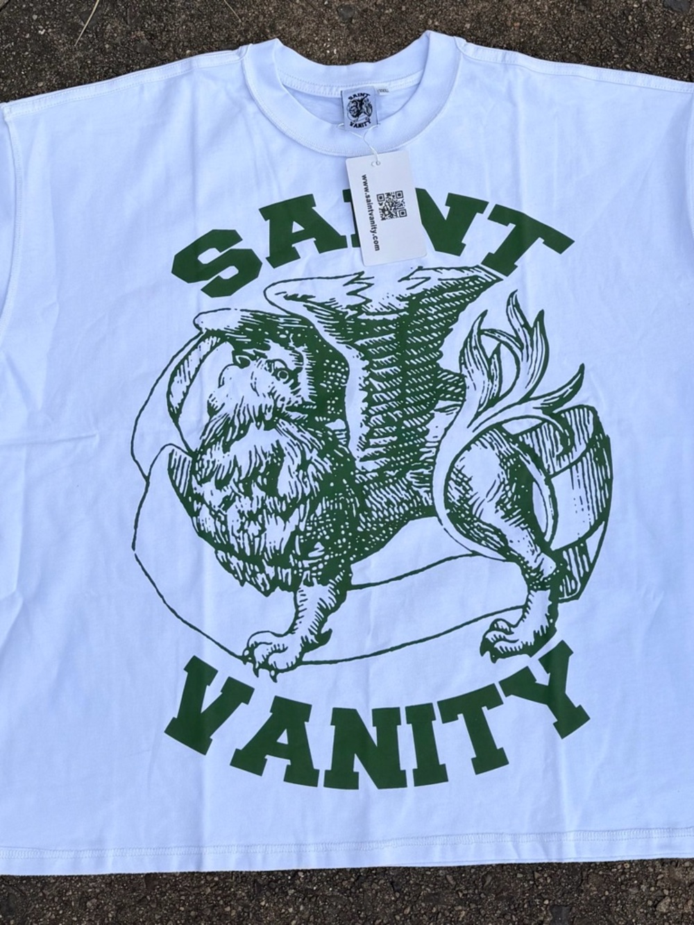 Saint Vanity White Graphic Tee with Green Logo -
